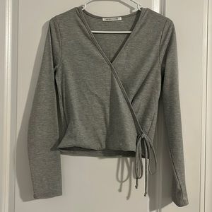 Wrap tie long sleeve shirt